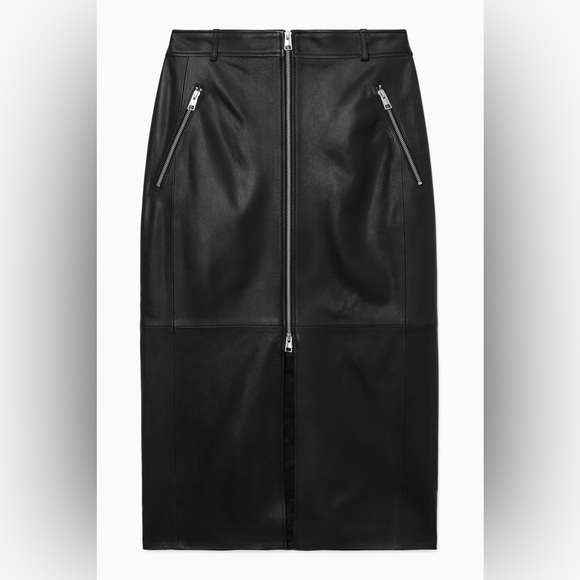 COS ZIP-UP LEATHER MIDI SKIRT - Picture 4 of 11